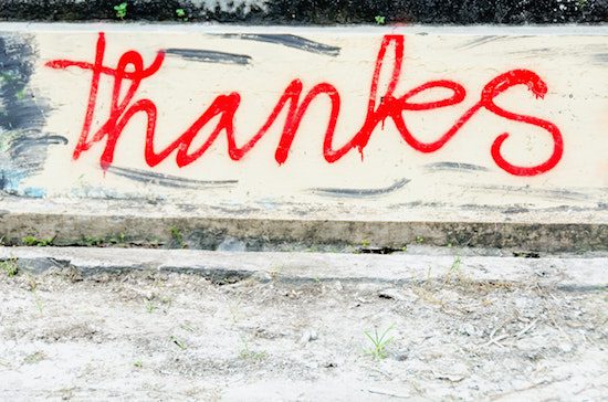 thanks in red lettering